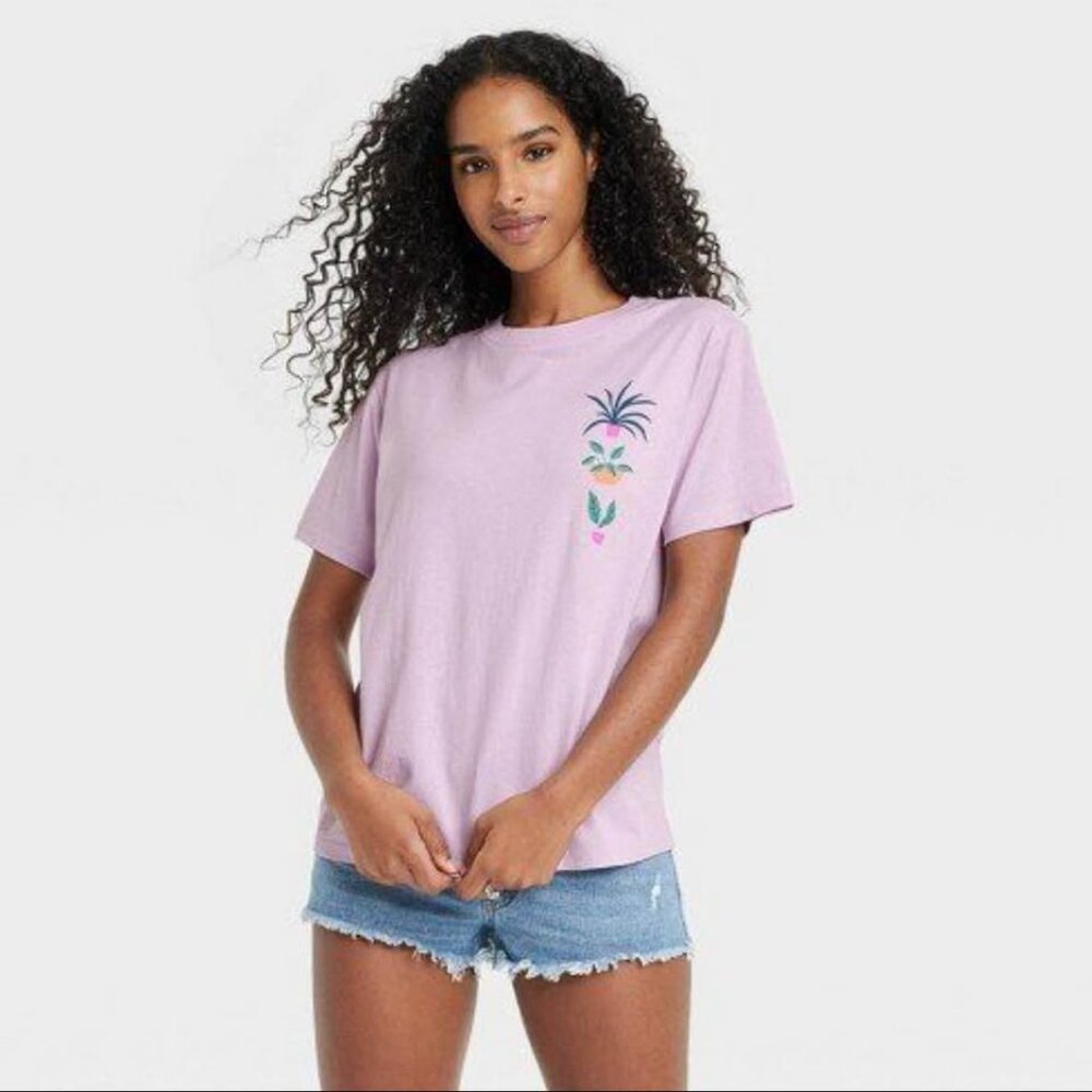 "Sunshine Please" Graphic Tee-XL-Lavendar